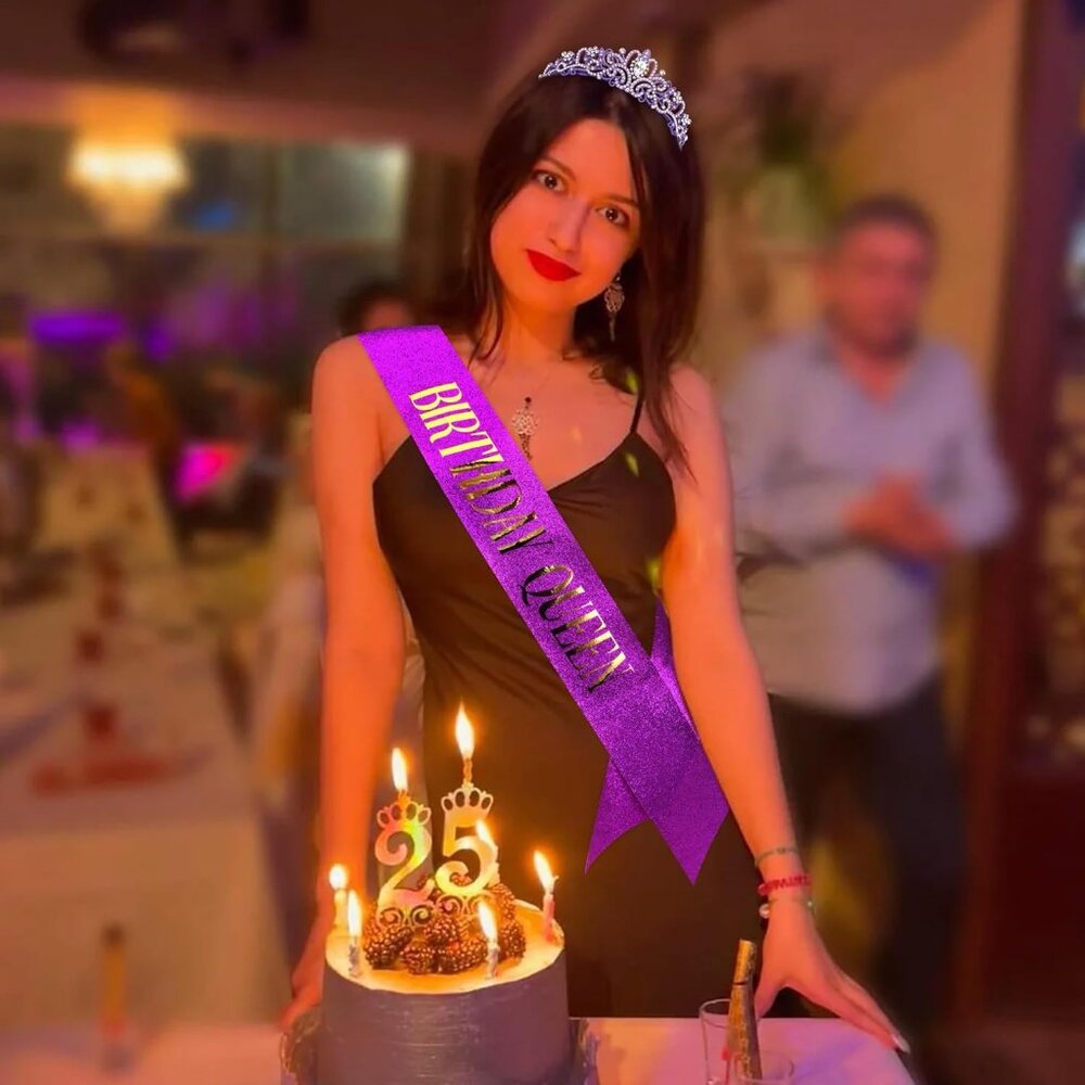 Birthday Sash For Women Happy Birthday Crown Tiaras For Women Queen Princess Hea View 4